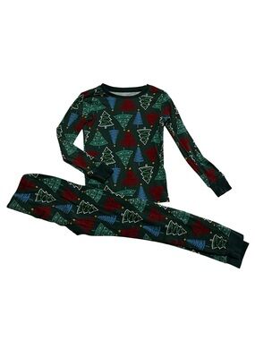 Kids 8 Y Green Christmas Tree Print Pajama Set